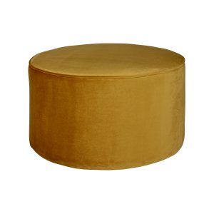 WOOOD Sara lav puf, rund - okker polyester fljl (60)