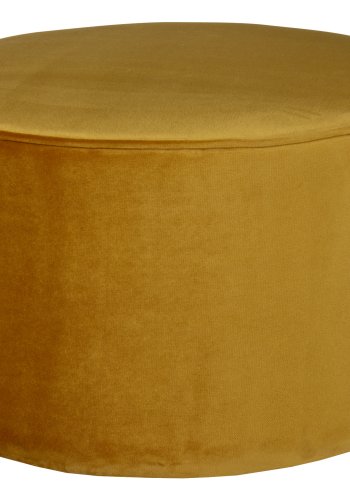 WOOOD Sara lav puff, rund - oker polyesterflyel (60)