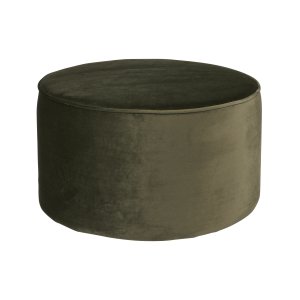 WOOOD Sara lav puf, rund - varm grn polyester fljl (60)