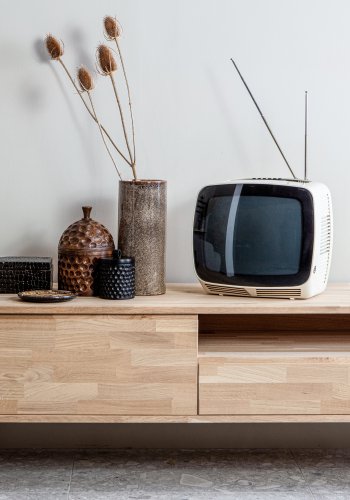 WOOOD Tygo TV-bord, m. 1 rom, 1 skuff og 1 dr - naturlig eik (150x44)