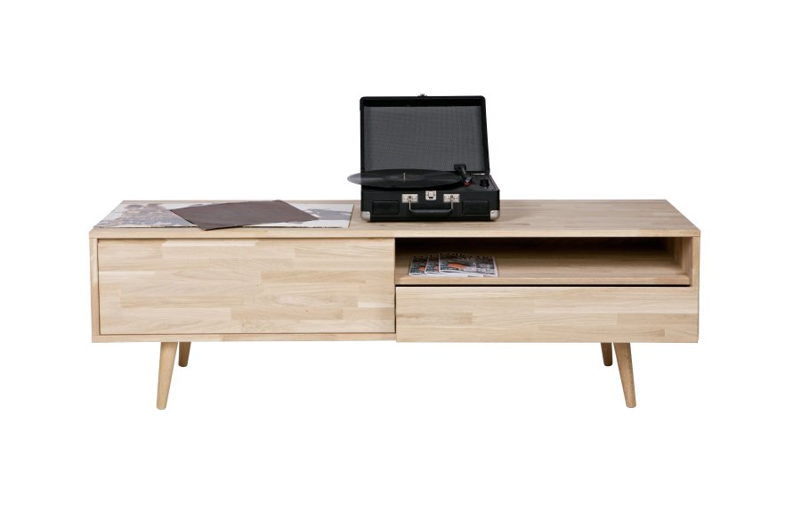 WOOOD Tygo TV-bord, m. 1 rom, 1 skuff og 1 dr - naturlig eik (150x44)