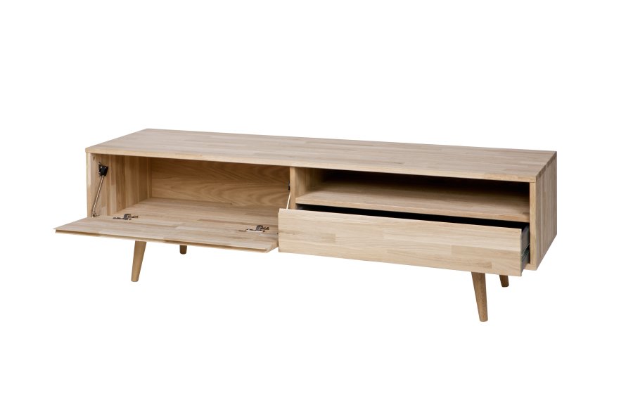 WOOOD Tygo TV-bord, m. 1 rom, 1 skuff og 1 dr - naturlig eik (150x44)