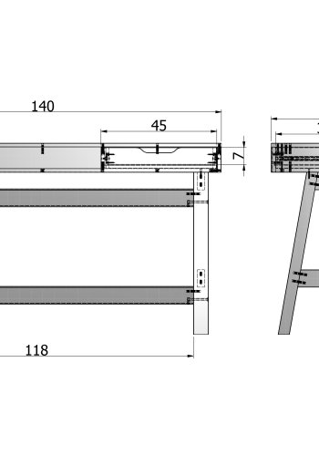 TRE Nikki skrivebord, m. 1 rom og 2 skuffer - hvit furu (140x62)