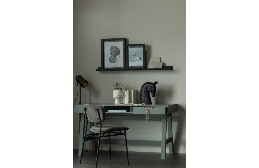 TRE Nikki skrivebord, m. 1 rom og 2 skuffer - jadegrnn furu (140x62)