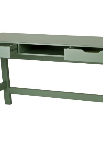 TRE Nikki skrivebord, m. 1 rom og 2 skuffer - jadegrnn furu (140x62)