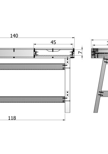 TRE Nikki skrivebord, m. 1 rom og 2 skuffer - jadegrnn furu (140x62)