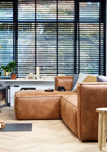 WOOOD Bean hjrnesofa, venstre - cognac skinnfiber/polyester