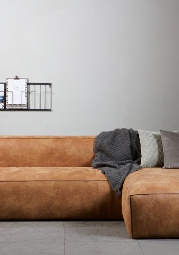 WOOOD Bean hjrnesofa, venstre - cognac skinnfiber/polyester