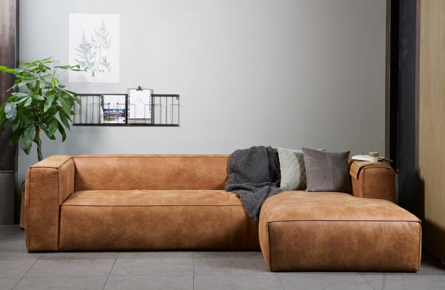 WOOOD Bean hjrnesofa, venstre - cognac skinnfiber/polyester