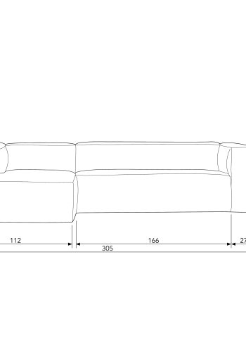 WOOOD Bean hjrnesofa, venstre - cognac skinnfiber/polyester
