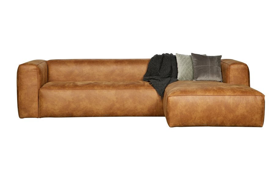 WOOOD Bean hjrnesofa, hjre - cognac lderfiber/polyester
