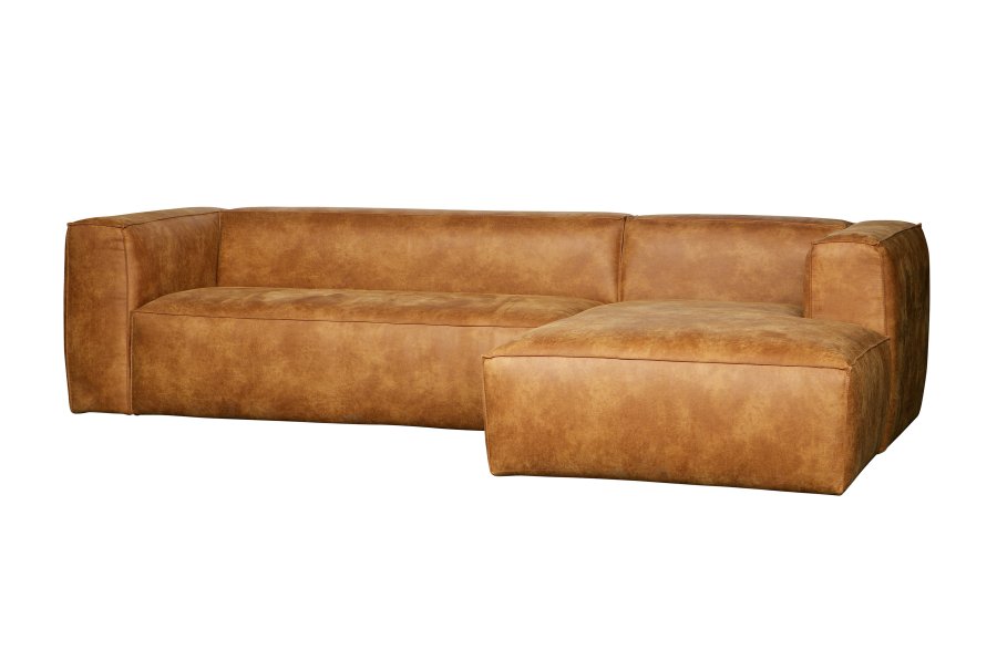 WOOOD Bean hjrnesofa, hjre - cognac lderfiber/polyester