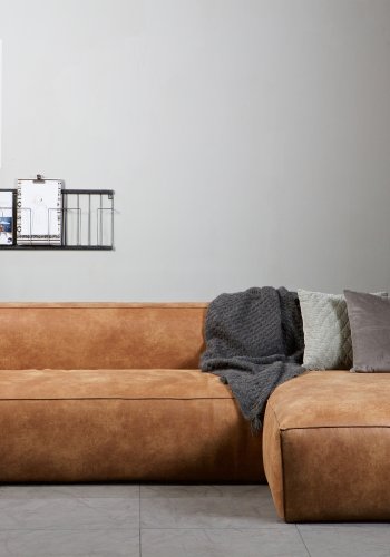 WOOOD Bean hjrnesofa, hjre - cognac lderfiber/polyester