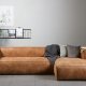 WOOOD Bean hjrnesofa, hjre - cognac lderfiber/polyester