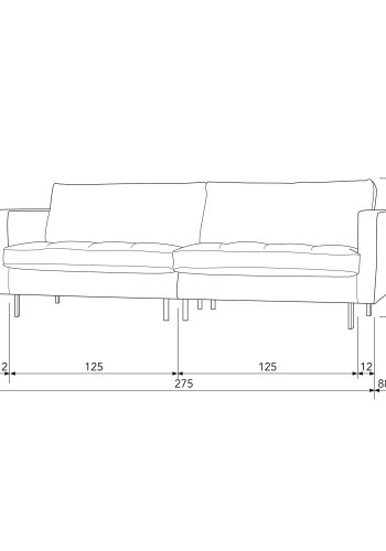 WOOOD Rodeo 3-seters sofa - svart stoff