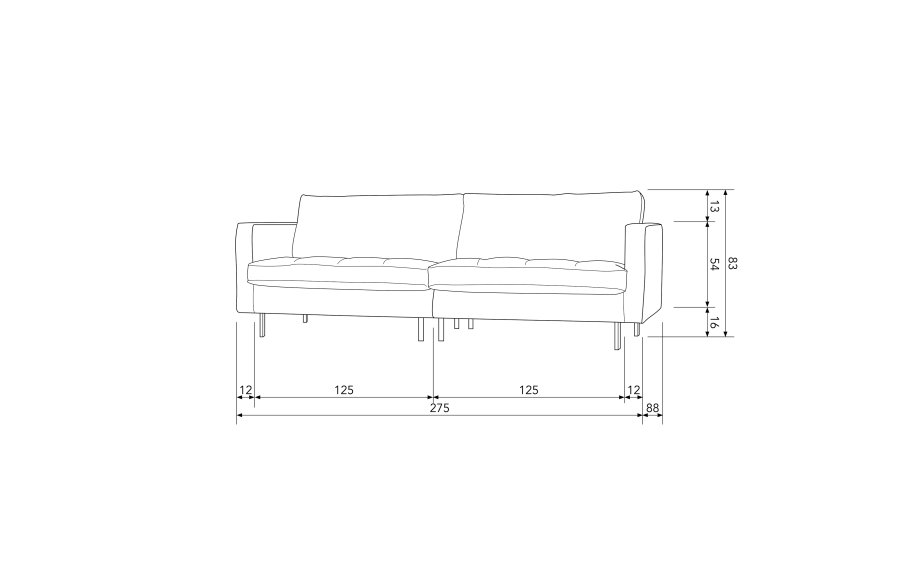 WOOOD Rodeo 3-seters sofa - svart stoff