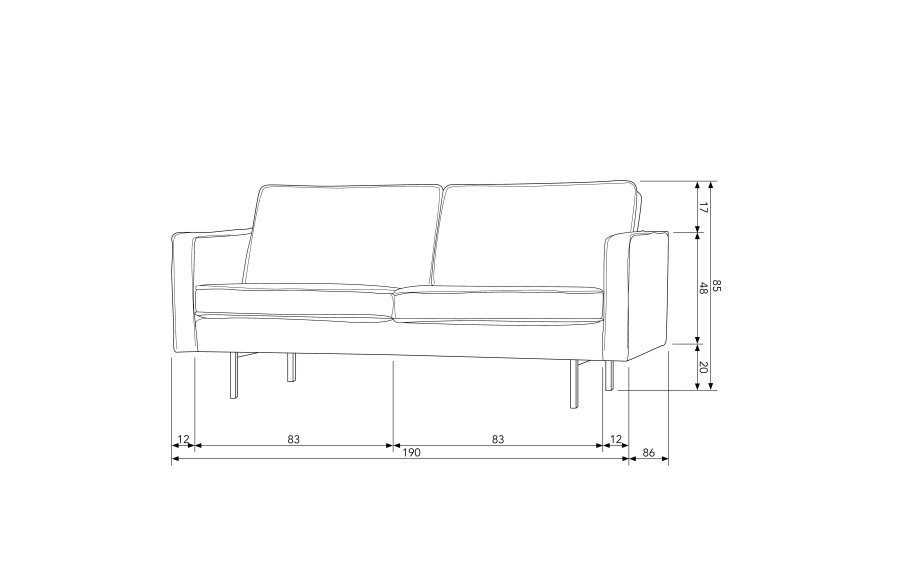 WOOOD Rodeo 2,5 seter sofa - antrasittgr flyel
