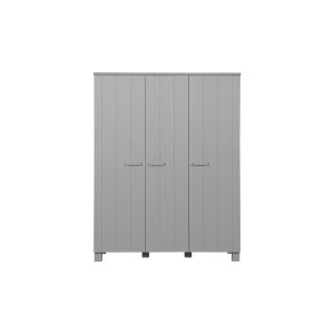 WOOOD Dennis garderob för barn, m. 3 dörrar, 5 hyllor och 1 hängstng - betonggr furu