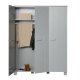 WOOOD Dennis garderobe for barn, m. 3 drer, 5 hyller og 1 hengerstang - betonggr furu