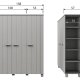 WOOOD Dennis garderobe for barn, m. 3 drer, 5 hyller og 1 hengerstang - betonggr furu
