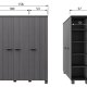 WOOOD Dennis garderobe for barn, m. 3 drer, 5 hyller og 1 hengerstang - stlgr furu