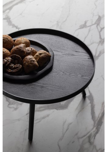 WOOOD Mesa sidebord L, rundt - svart MDF og furu (60)