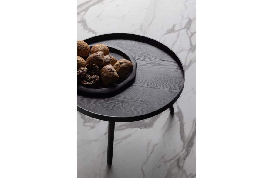 WOOOD Mesa sidebord L, rundt - svart MDF og furu (60)