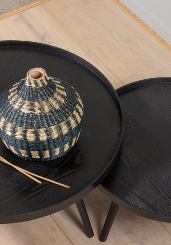 WOOOD Mesa sidebord L, rundt - svart MDF og furu (60)