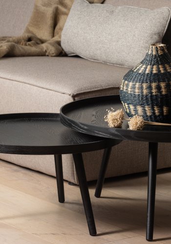 WOOOD Mesa sidebord XL, rundt - svart MDF og furu (78)