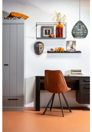 WOOOD Swen spisebordstol - cognac PU og sort metall