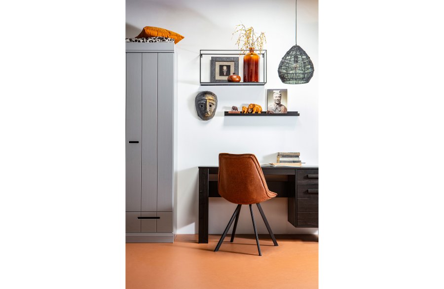 WOOOD Swen spisebordstol - cognac PU og sort metall