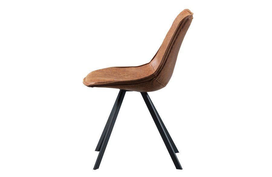 WOOOD Swen spisebordstol - cognac PU og sort metall