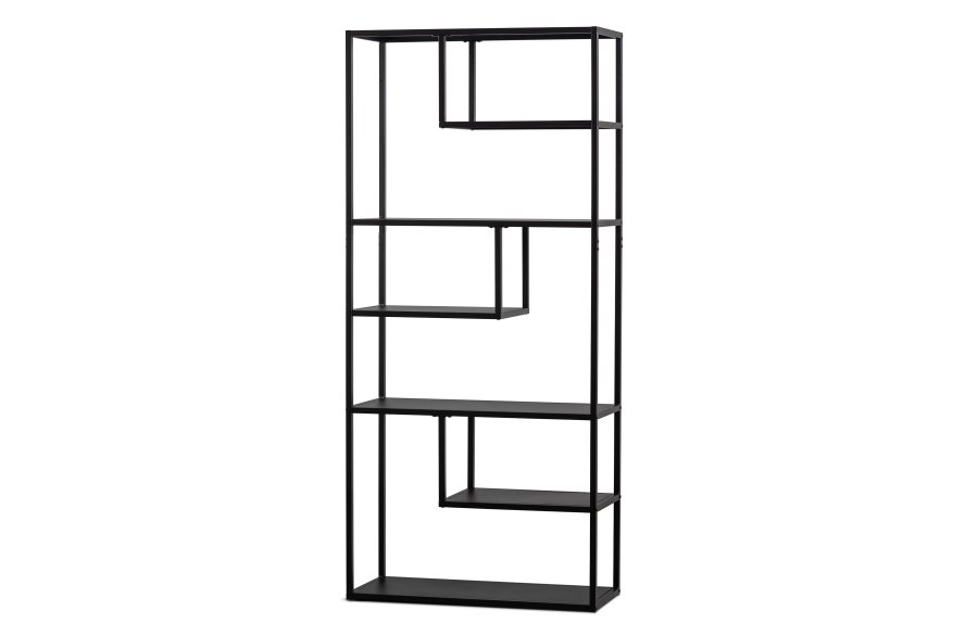 WOOOD Teun bokhylle - svart metall (H:188)(H:188cm x85cm x 35cm)