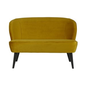 WOOOD Sara lille sofa - okker polyester fljl og tr