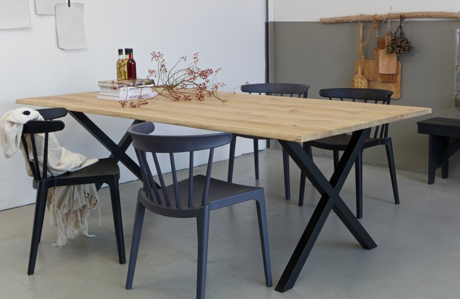 WOOOD Tablo X bordben til spisebord - matt sort metall