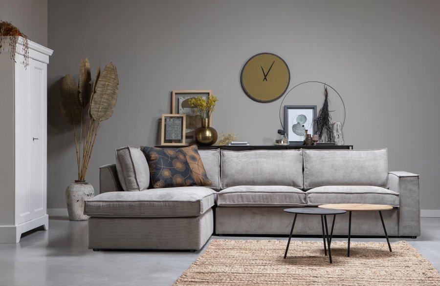 WOOOD Thomas hjrnesofa, venstre - vrbitt grnn polyester/polyamid flyel