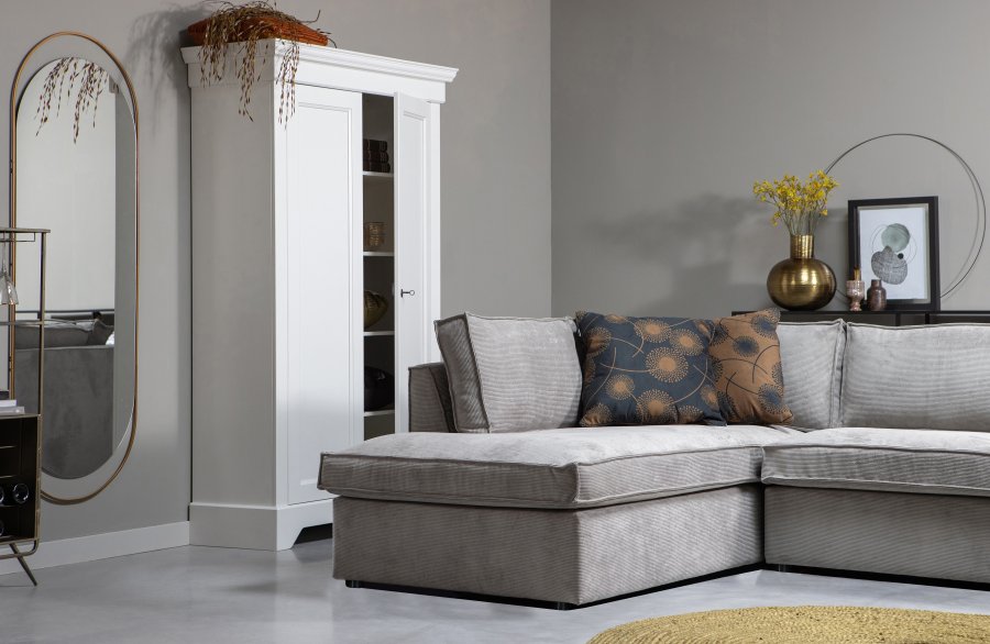 WOOOD Thomas hjrnesofa, venstre - vrbitt grnn polyester/polyamid flyel