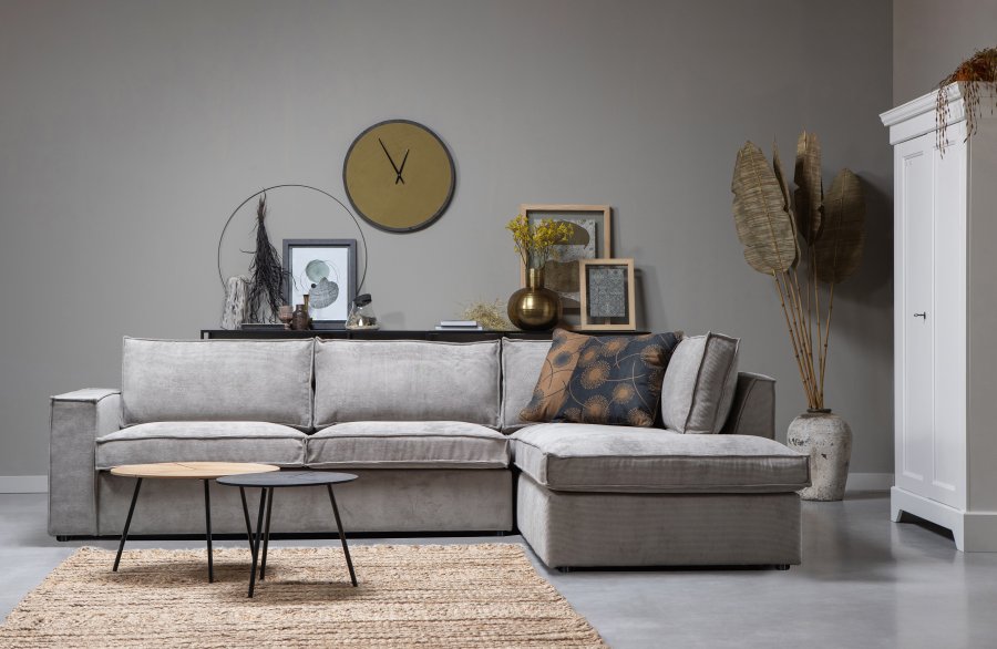 WOOOD Thomas hjrnesofa, hyre - vrbitt grnn polyester/polyamid flyel