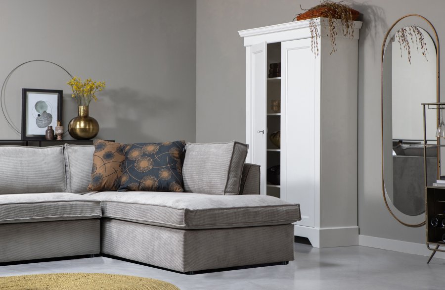 WOOOD Thomas hjrnesofa, hyre - vrbitt grnn polyester/polyamid flyel