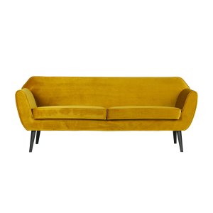 WOOOD Rocco sofa - okker polyester fljl og sort bgetr