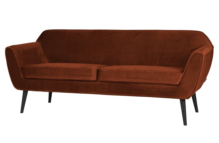WOOOD Rocco sofa - rust polyester flyel og svart bketre