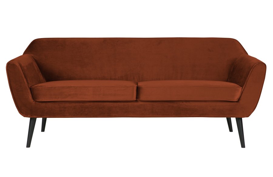 WOOOD Rocco sofa - rust polyester flyel og svart bketre