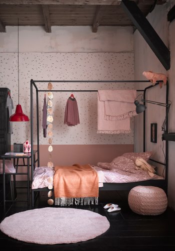 VTWONEN Barneseng med kyeseng, med lamellbunn i metall, uten madrass - svart stl (90x200)