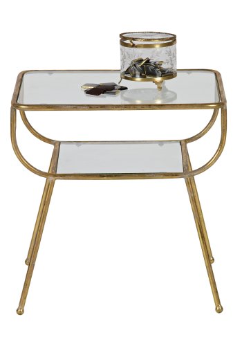 WOOOD Fantastisk sidebord, m. 1 hylle - glass og antikk messingjern (47x40,5)