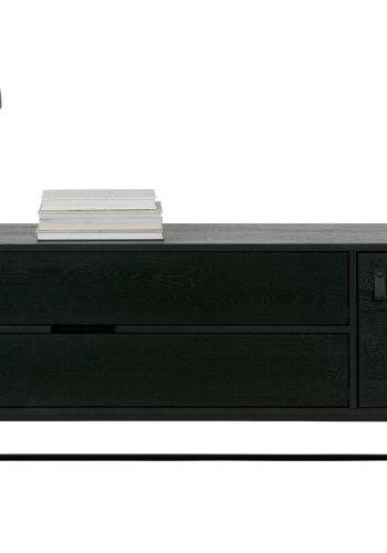 TRE EKSKLUSIV Silas TV-bord, m. 1 dr, 1 hylle, 2 skuffer - sort Blacknight brstet ask