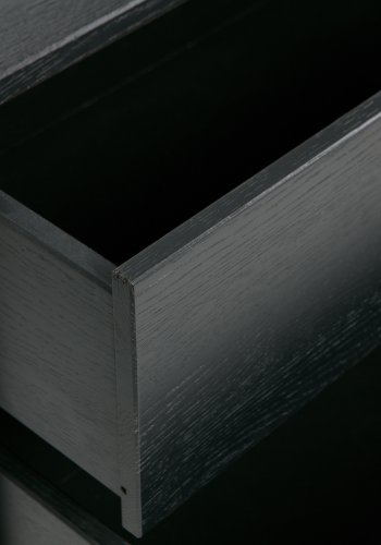 TRE EKSKLUSIV Silas TV-bord, m. 1 dr, 1 hylle, 2 skuffer - sort Blacknight brstet ask