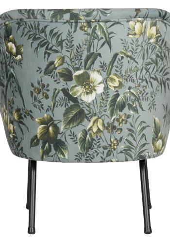 WOOOD Vogue lenestol - gr flyelspolyester med valmuetrykk og sort metall