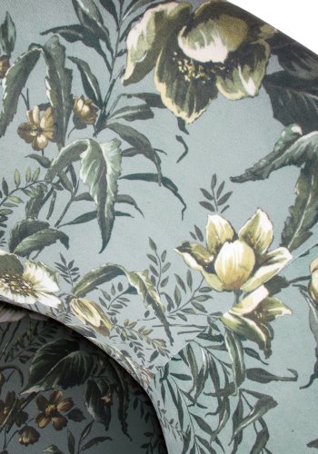 WOOOD Vogue lenestol - gr flyelspolyester med valmuetrykk og sort metall