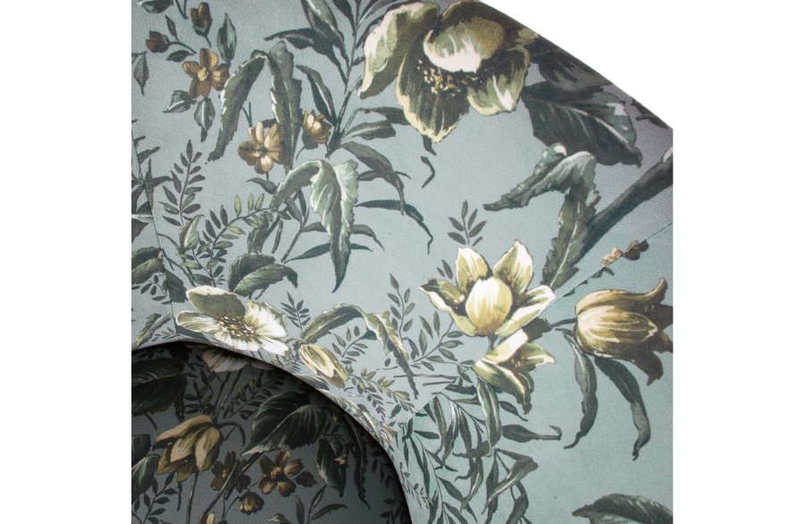 WOOOD Vogue lenestol - gr flyelspolyester med valmuetrykk og sort metall