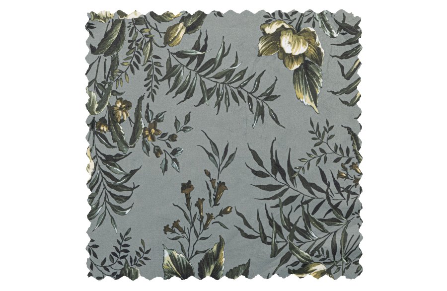 WOOOD Vogue lenestol - gr flyelspolyester med valmuetrykk og sort metall